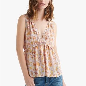 Lucky Brand Printed Sleeveless Ruffle Top